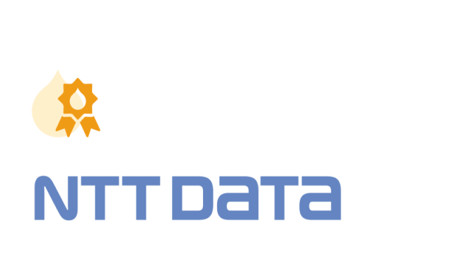 NTT Data logo with orange gear icon above blue text