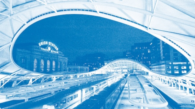 stylized Denver landmarks