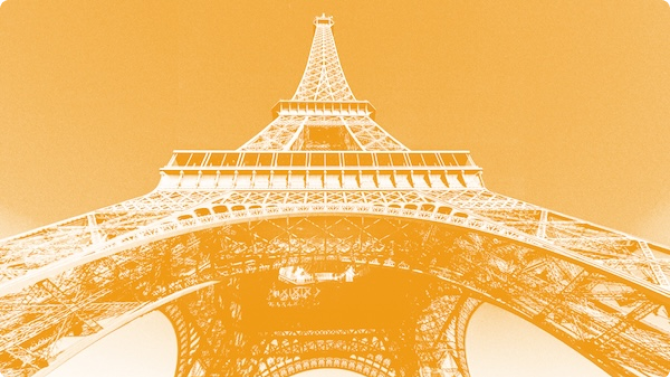 yellow stylized Eiffel Tower