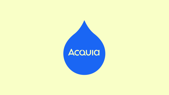 acquia logo on yellow background