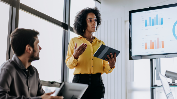 image of person standing presenting