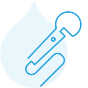 blue acquia droplet with a  microphone icon over it
