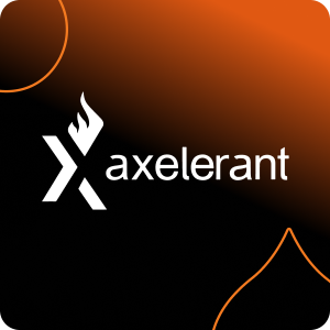 black to orange gradient with the axelerant logo