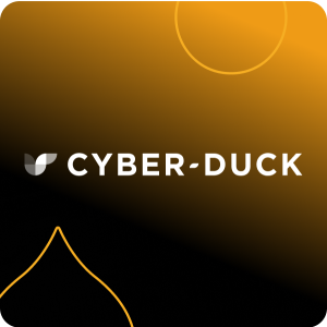 black to yellow gradient with  the cyber-duck logo