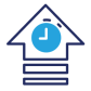 Illustration of an up arrow with a clock