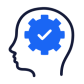 Illustration of a person and a cogwheel with a checkmark
