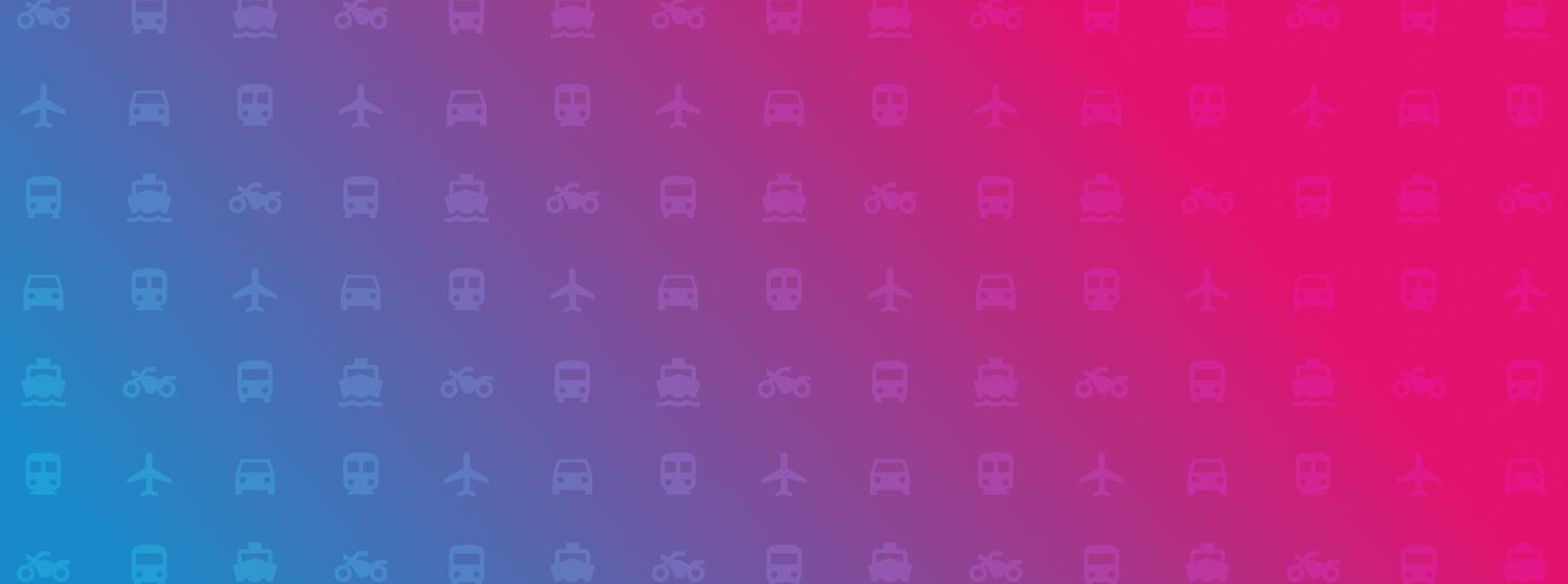 blue to pink background gradient with modes of transportation icons