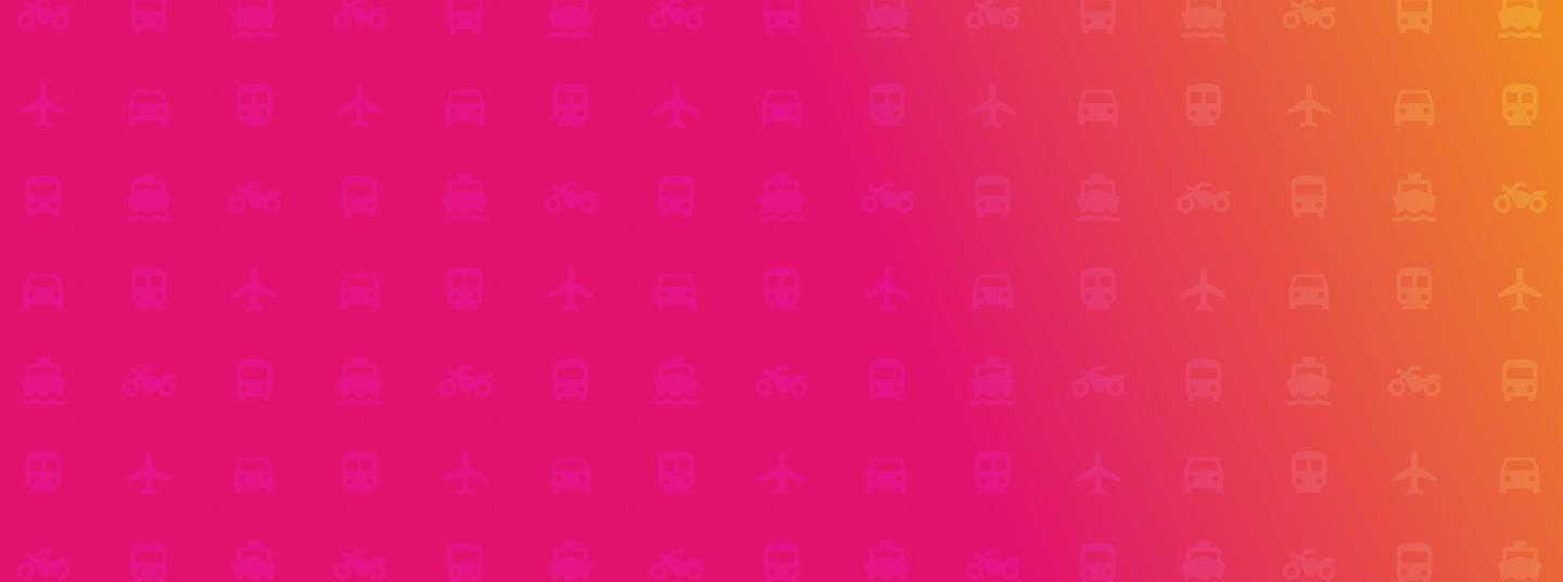 Pink to Yellow gradient with icons of different modes of transportation
