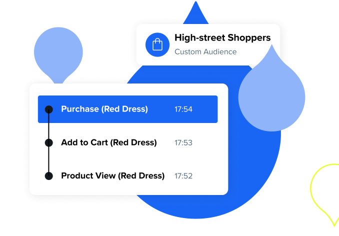 Blue UI mockup showing watermark droppers integration with add-ons and product view features