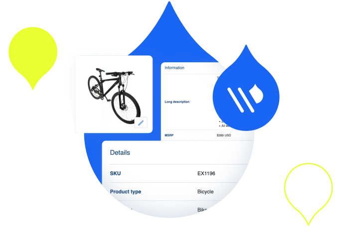 Acquia droplets with product screenshots from Acquia DAM