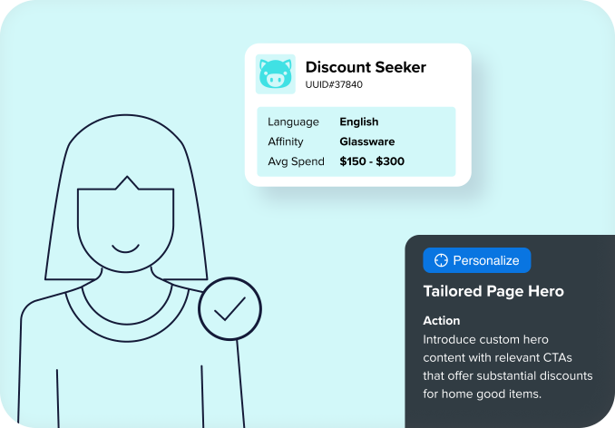 Product UI providing specific customer data that influences a personalized page experience.