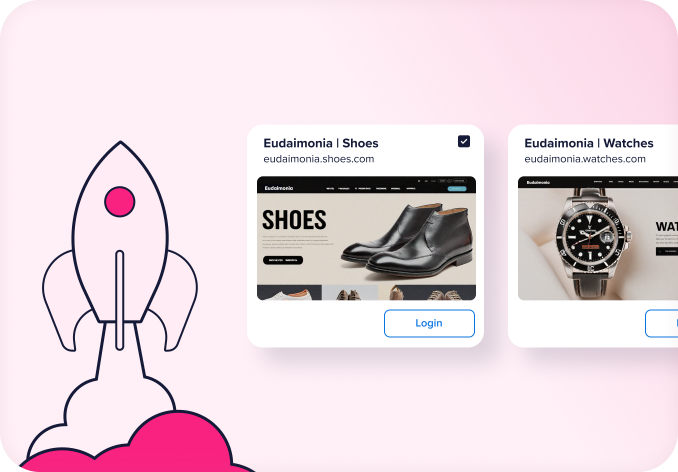 Product UI showing multiple login controls for the same company