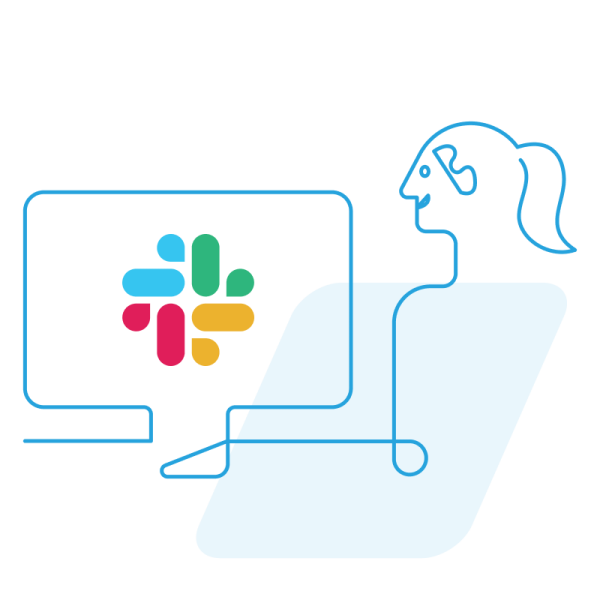 Slack integration woman viewing screen