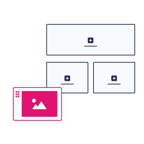 illustration of an image being dropped into a drag and drop container