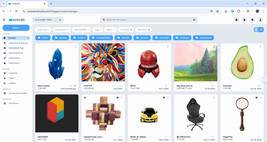 Browser window showing a grid of product images including bottles, artwork, and accessories