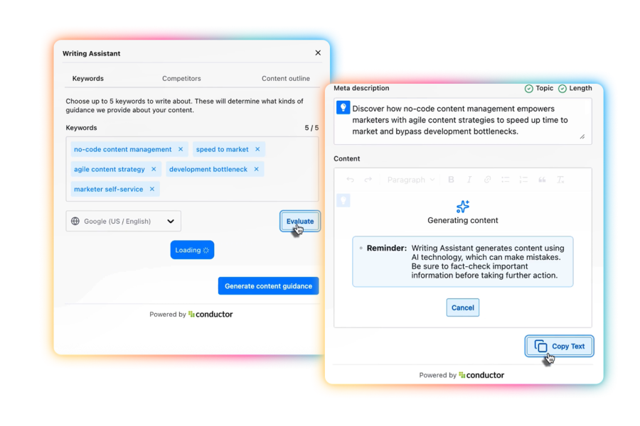 Two computer dialog boxes showing software installation or setup screens with blue buttons and text fields.