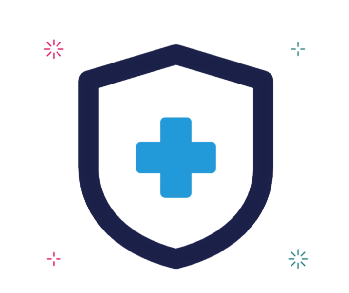 Shield icon with blue medical cross symbol