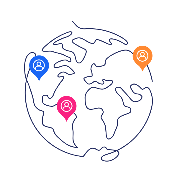 Illustration of the globe with various pins