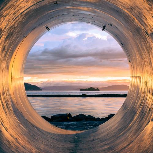 View through a large pipe
