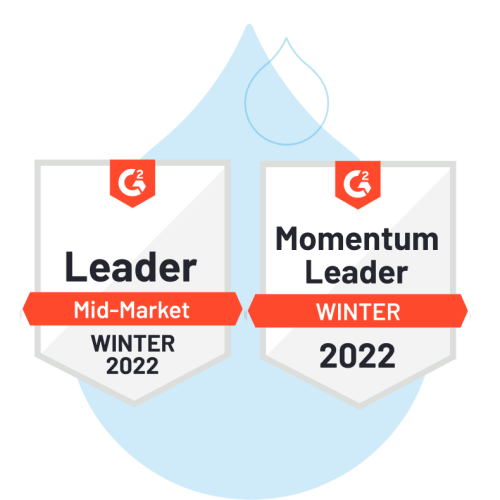 G2 badges - Leader Mid Market and Momentum Leader 2022