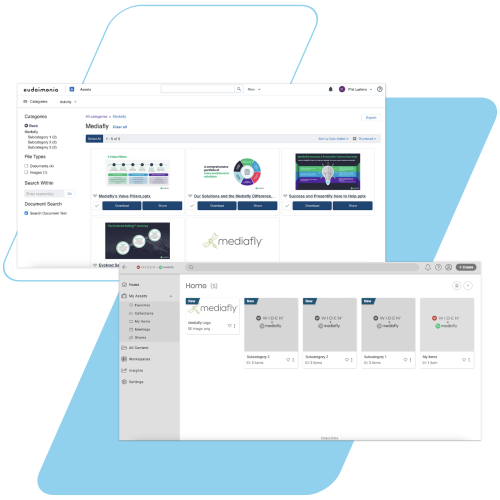 Mediafly and Acquia DAM integration screenshots