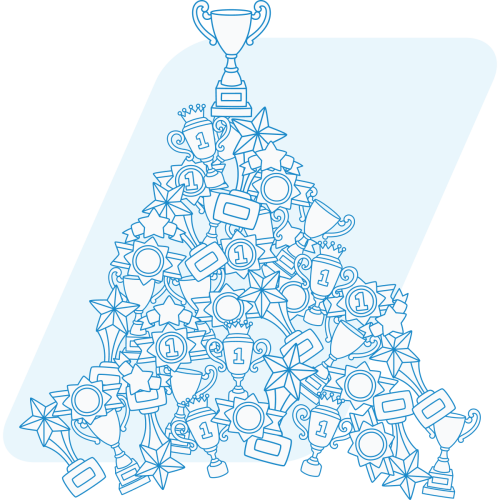 line art of a pile of awards