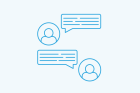 Two people having a conversation with speech bubbles between them