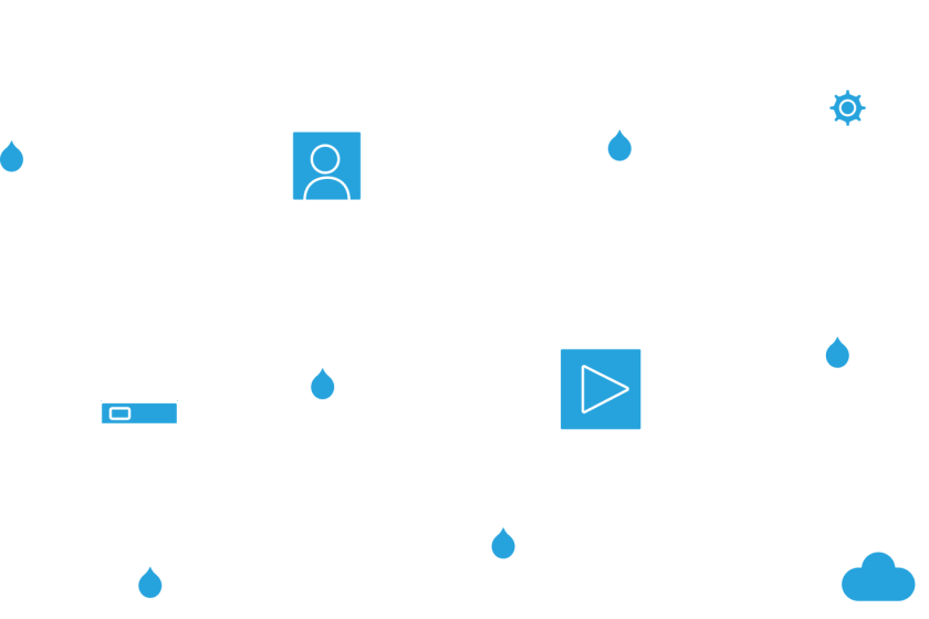 various white and blue line art of the solution icons
