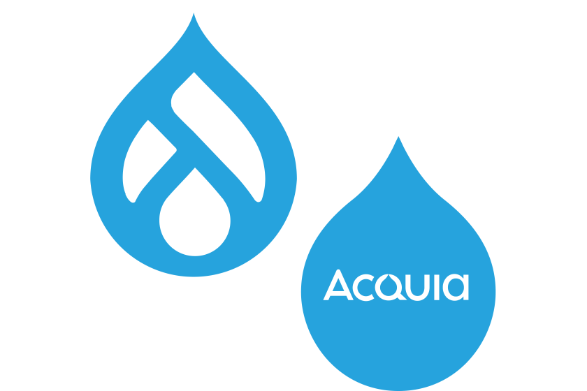 drupal logo next to the acquia logo
