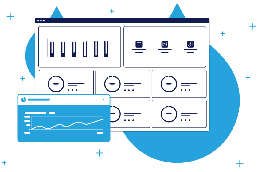 Graphic Illustration diagrammatically displaying Monsido product UI for Performance
