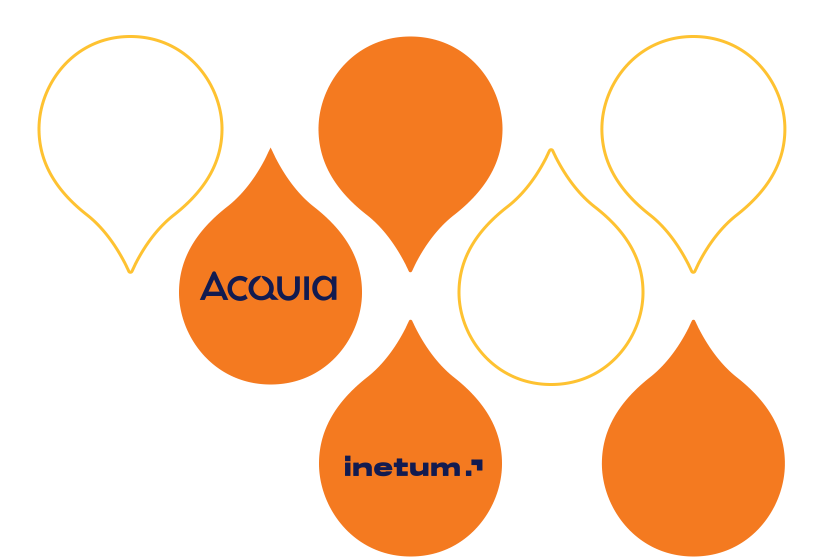 stylized graphics emphasizing Acquia's logo and Inetum's Logo