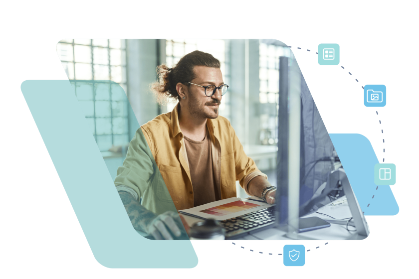 person looking at laptop