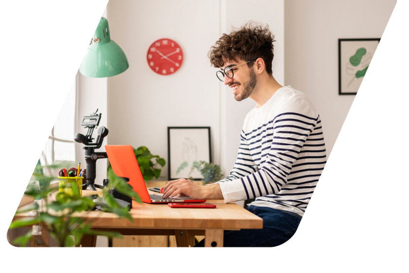 person on computer in office 