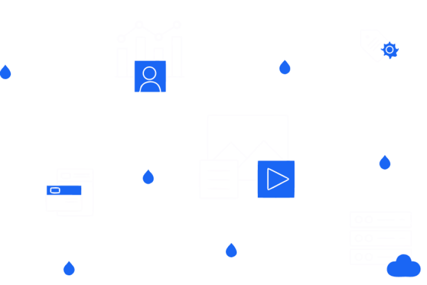 various white and blue line art of the solution icons