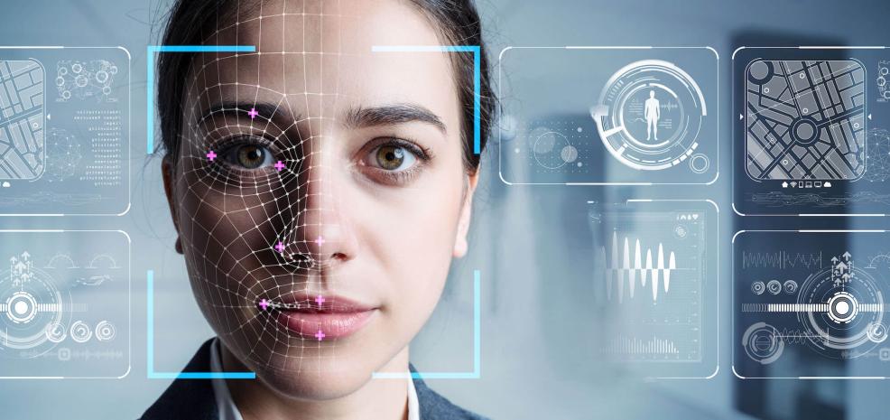 Facial Recognition Technology on Woman's Face