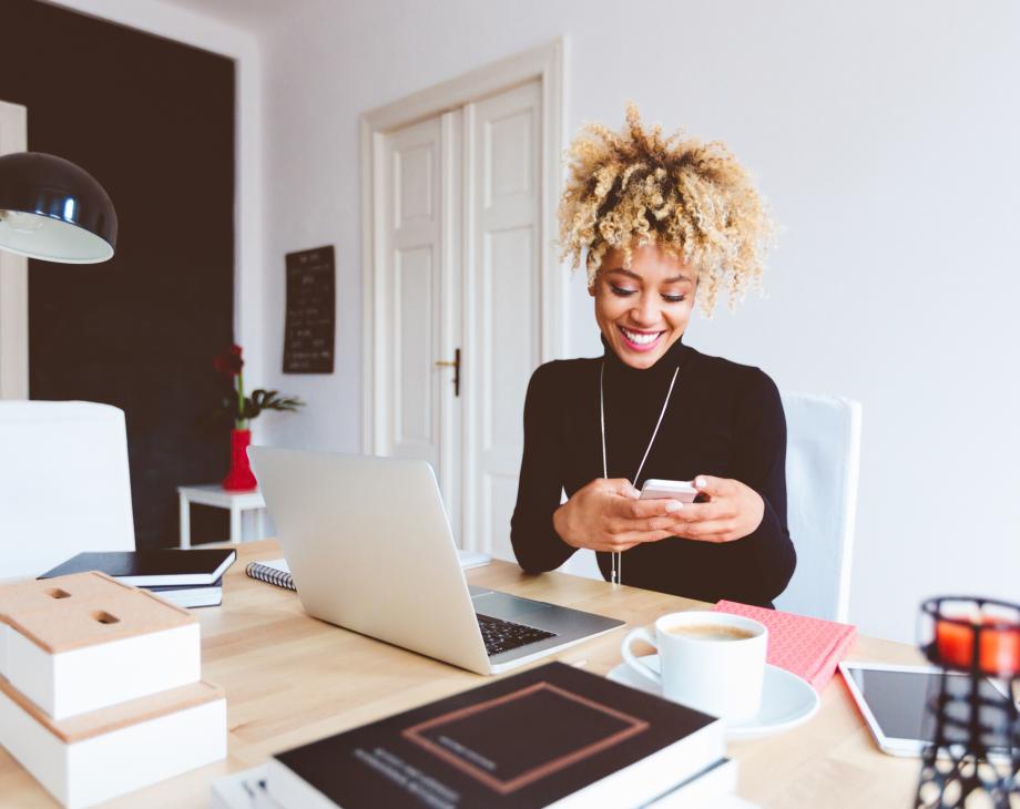 woman sending emails