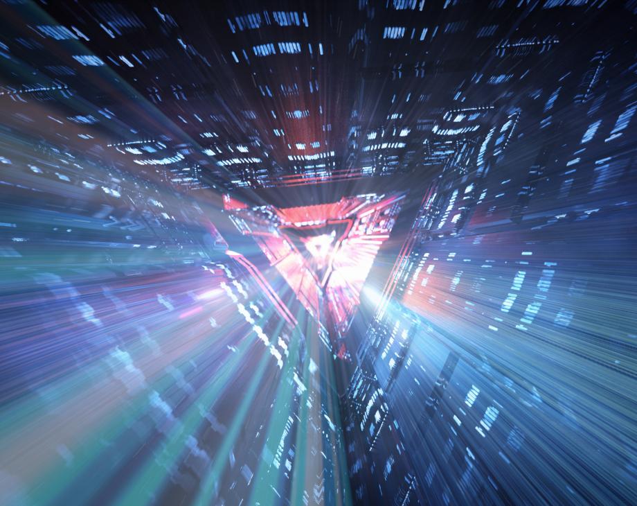 Abstract triangular tunnel with light speed