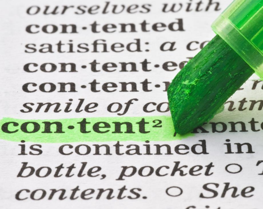 Green highlighter marks the definition of content