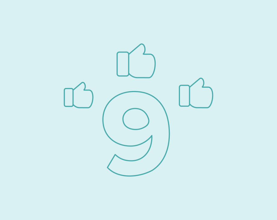 Number nine with three thumbs up