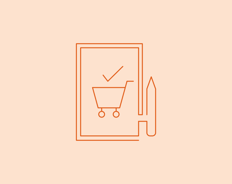 Tablet with shopping cart icon and a check mark above