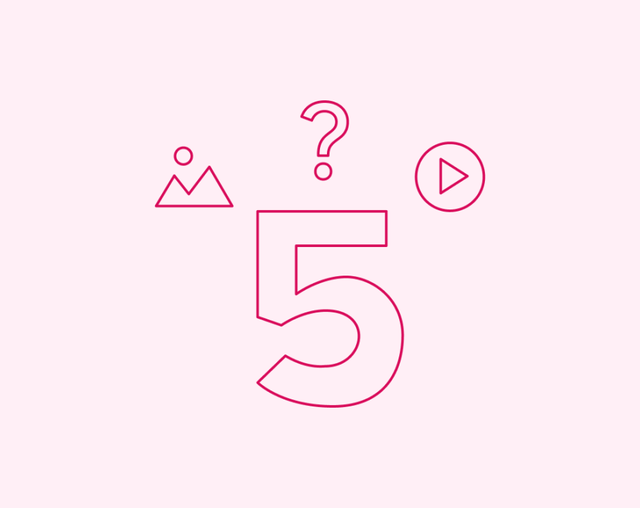 5 with icons for image, video, and a question mark