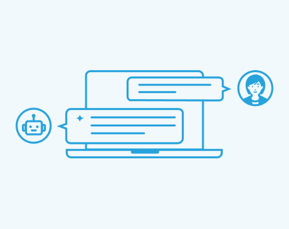 Laptop computer with chat bubbles and user icons representing online communication