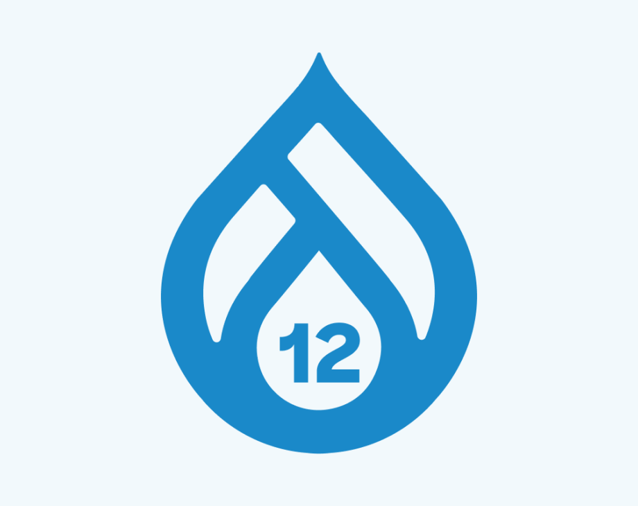 Blue water droplet logo with number 12 inside