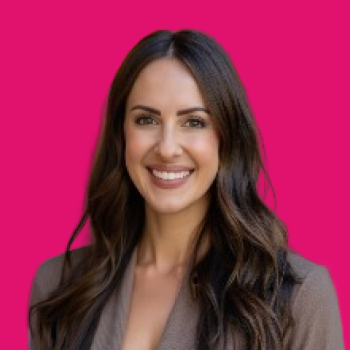 Meredith Hay Headshot on Pink Background