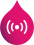navy to pink droplet with a radio signal icon in the middle