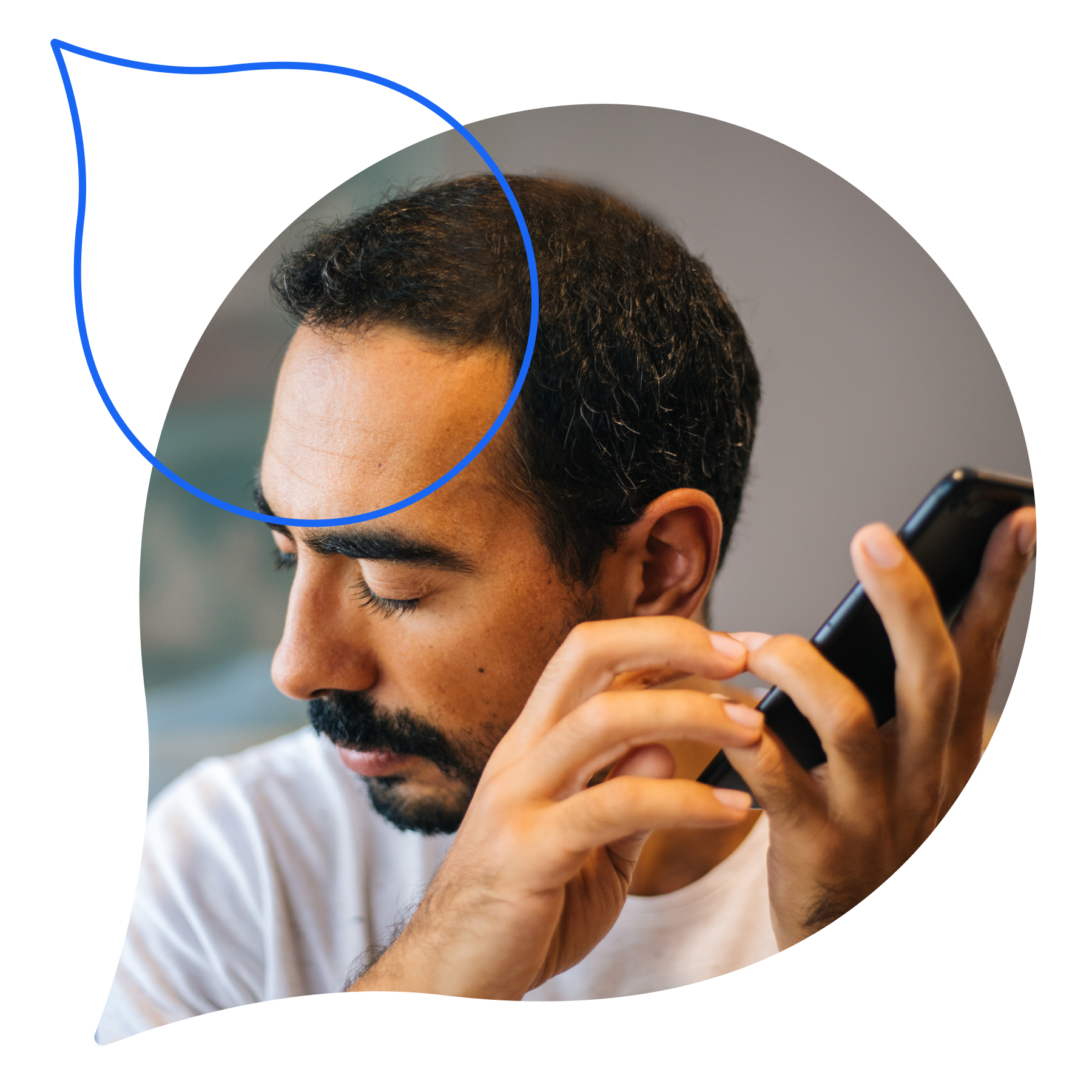 Person listening to an e-reader on his phone