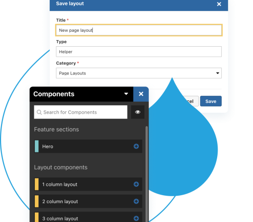 Personalization interface screenshots paired with blue acquia droplets