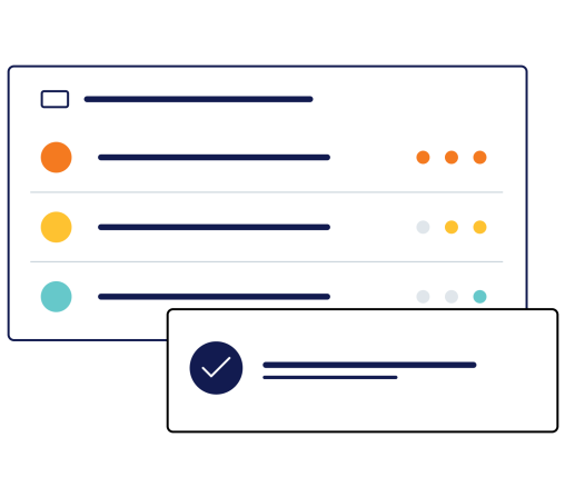 Product UI illustration with a checklist