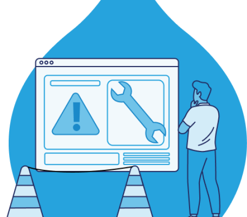 Person presenting geometric shapes on computer screen with traffic cones nearby