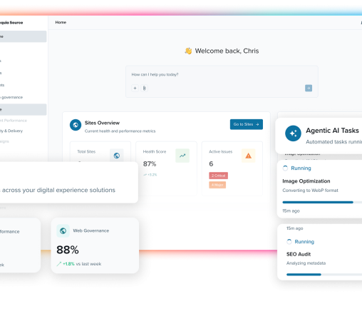 Screenshot of a web application dashboard with multiple panels showing data visualization, charts, and interface elements in blue and gray tones.